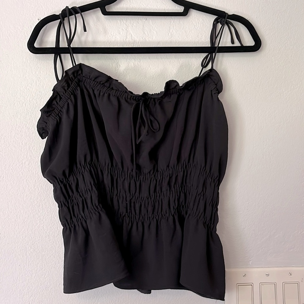 Topshop corset peplum tie strap top